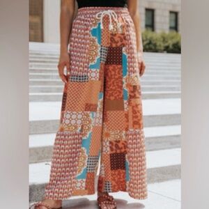 Boho Patchwork Wide-Leg Pants